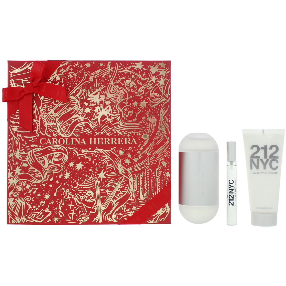 Carolina Herrera 212 NYC Eau de Toilette 100ml 3 Piece Gift Set