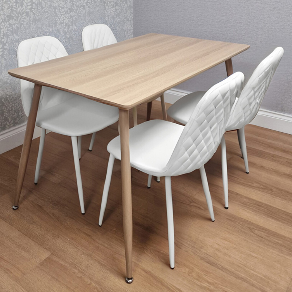 Kosy Koala 4 Seater Faux Leather Wood Dining Set White