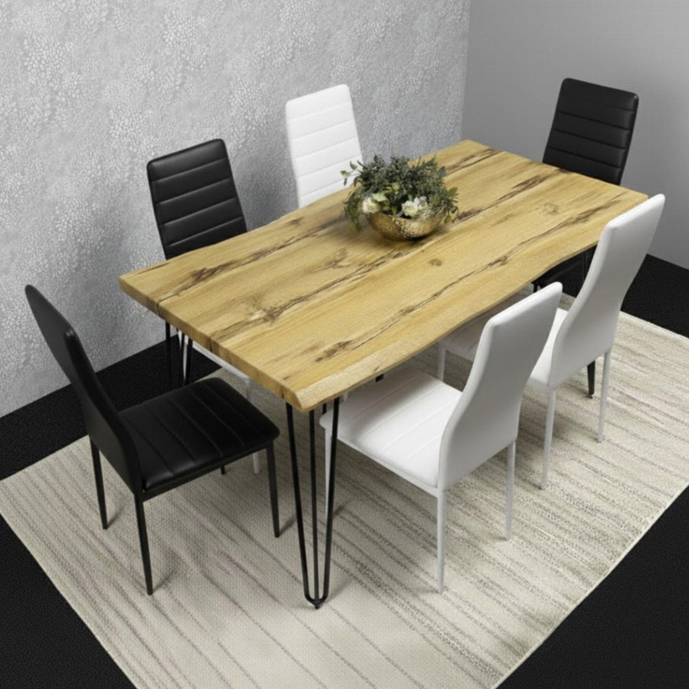 Kosy Koala 6 Seater Faux Leather Dining Table Black and White