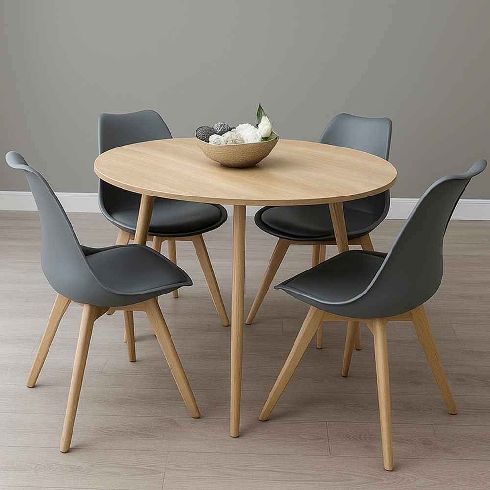 Kosy Koala 4 Seater Round Dining Set Grey