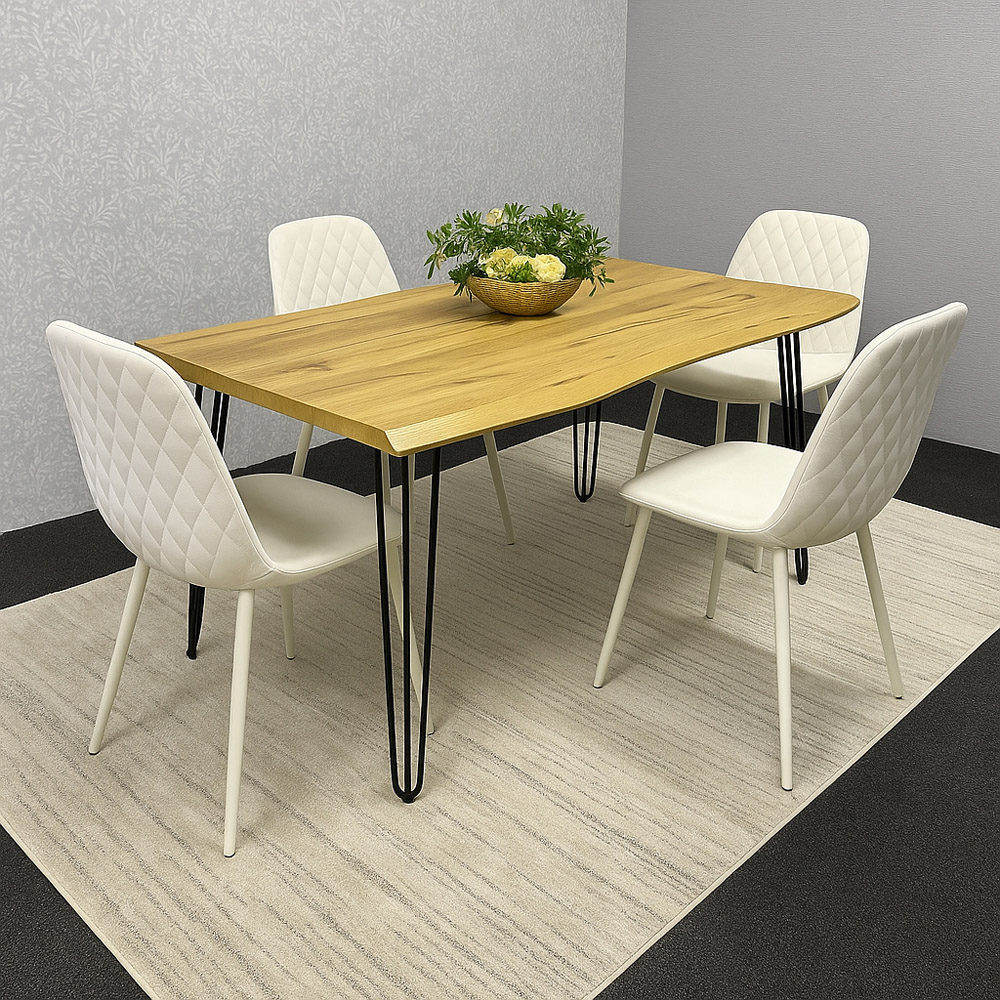 Kosy Koala Dining Set - Faux Leather Chairs - Brown - 4 Seater