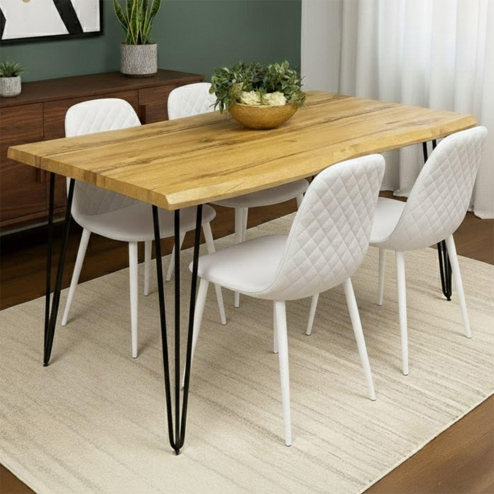 Kosy Koala 4 Seater Faux Leather Wooden Dining Set White