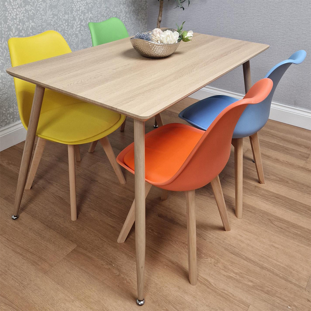 Kosy Koala 4 Seater Faux Leather Plastic Wooden Dining Set Multicolour