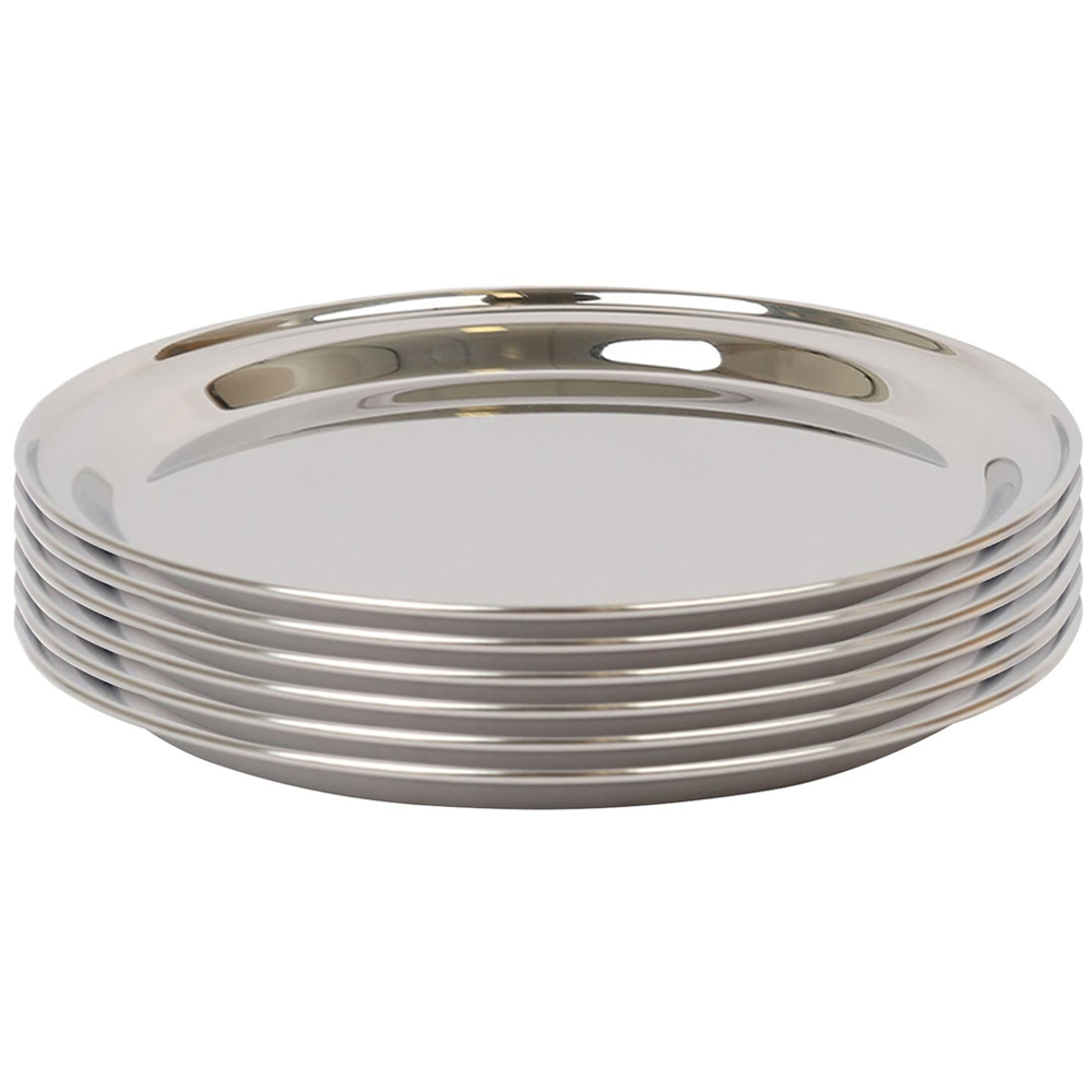 Argon Tableware 35.5cm Round Stainless Steel Serving Tray 6 Pack