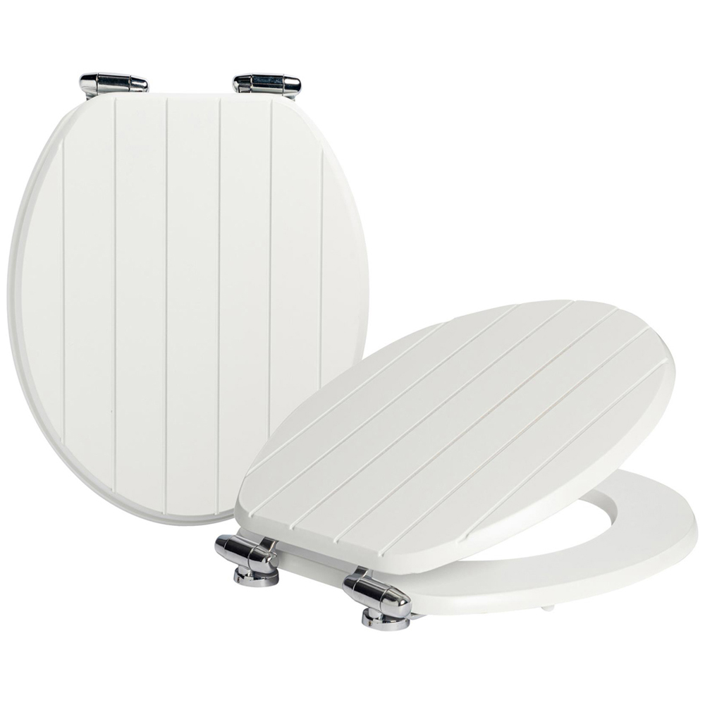 Harbour Housewares White Wooden Soft Close Toilet Seat 2 Pack