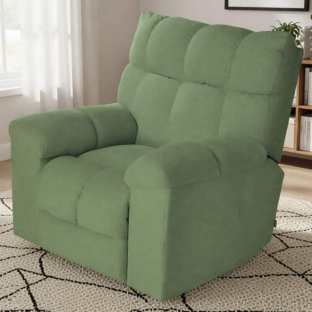 Living and Home Green Chenille Electric Swivel Recliner Chair with USB Charging