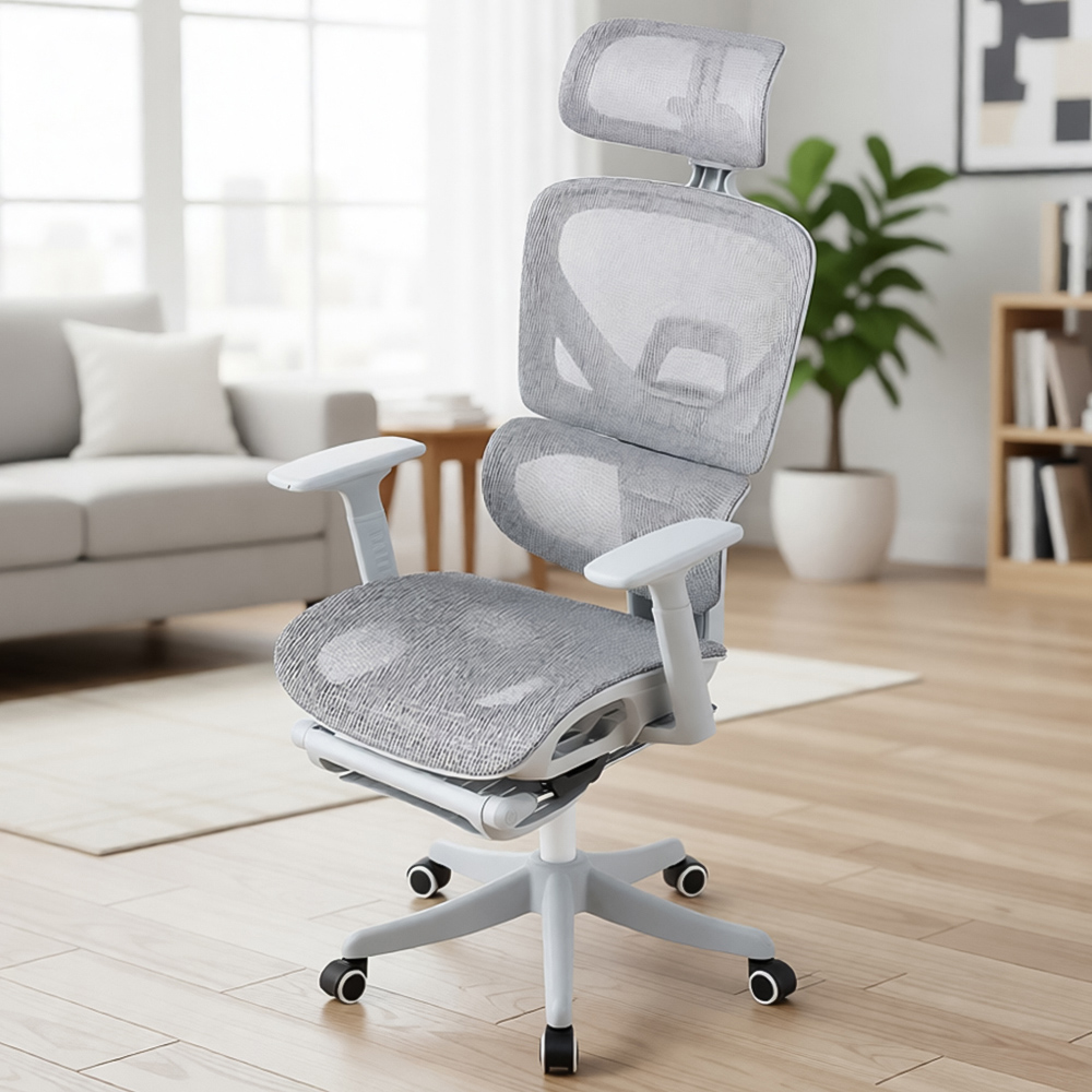 Living and Home Grey Mesh Swivel and Adjustable Office Chair