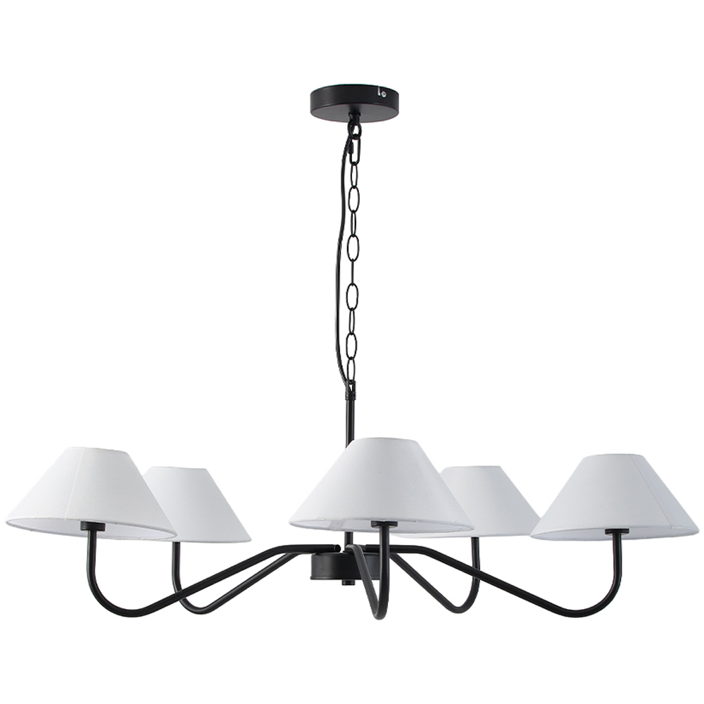 Living and Home 5 Light Modern Black Iron E14 Chandelier