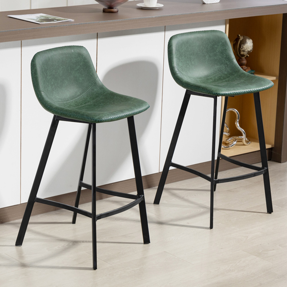 Portland Green Faux Leather Bar Stool Set of 2