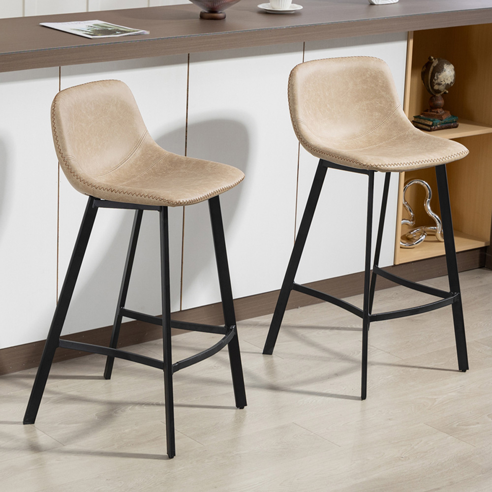 Portland Light Brown Faux Leather Bar Stool Set of 2