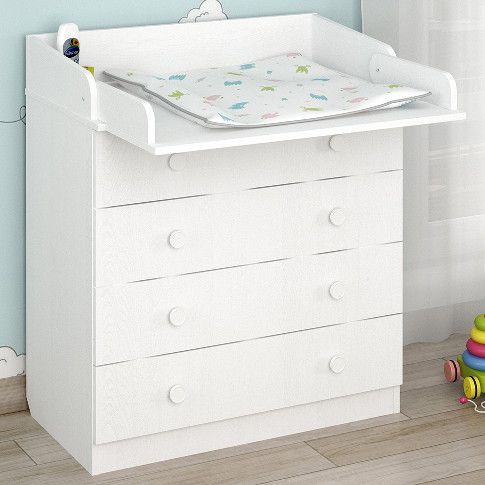 Shefa - Changing Dresser - 4 Drawer - White - Size 4