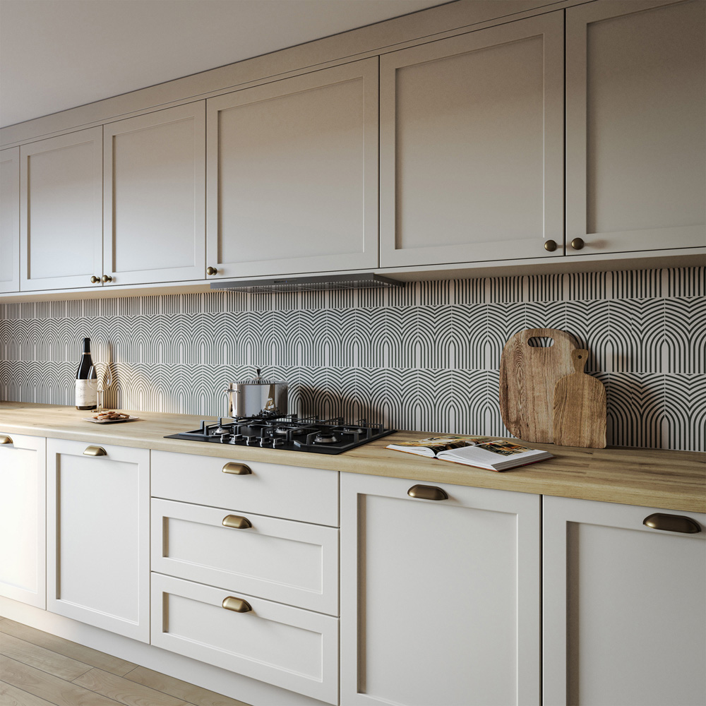 Alloy Arches Moss Kitchen Splashback 2440 x 750 x 4mm - Size: 300 x 75 x 0.4cm - Multi - Wilko