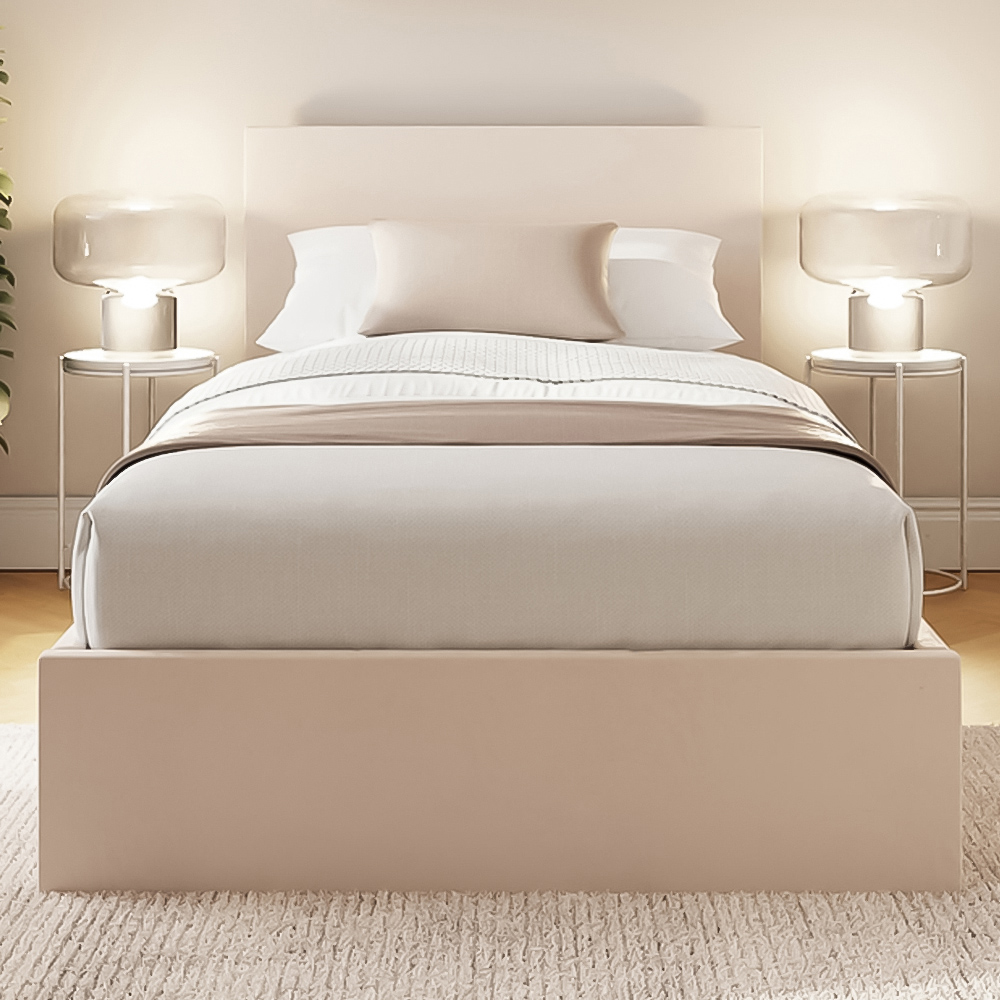 GFW Single Natural Velvet End Lift Ottoman Bed