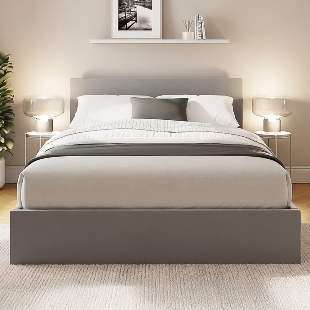 GFW Small Double Charcoal Grey Velvet End Lift Ottoman Bed