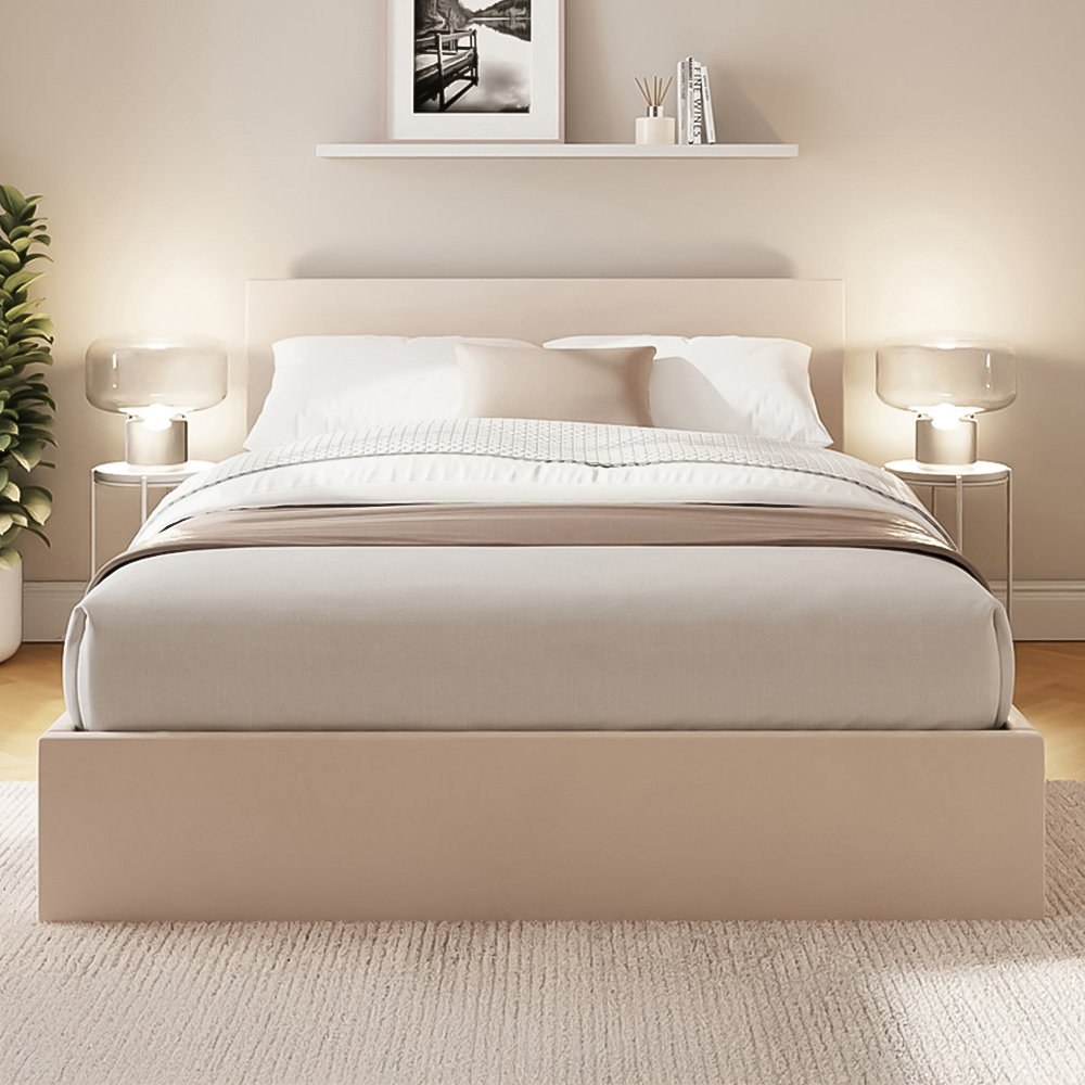 GFW Small Double Natural Velvet End Lift Ottoman Bed