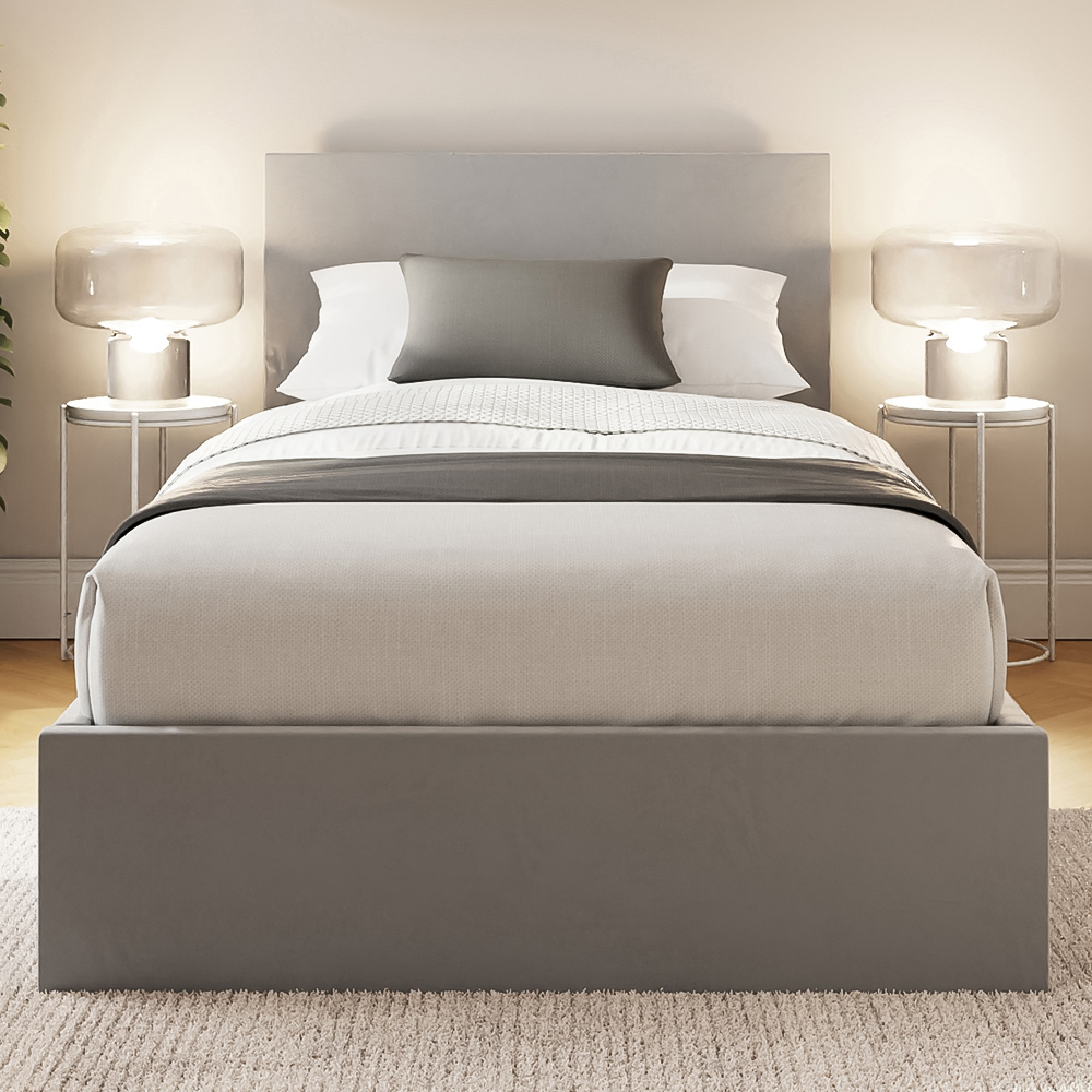 GFW Single Charcoal Grey Velvet End Lift Ottoman Bed with Memory Pocket Spring Mattress