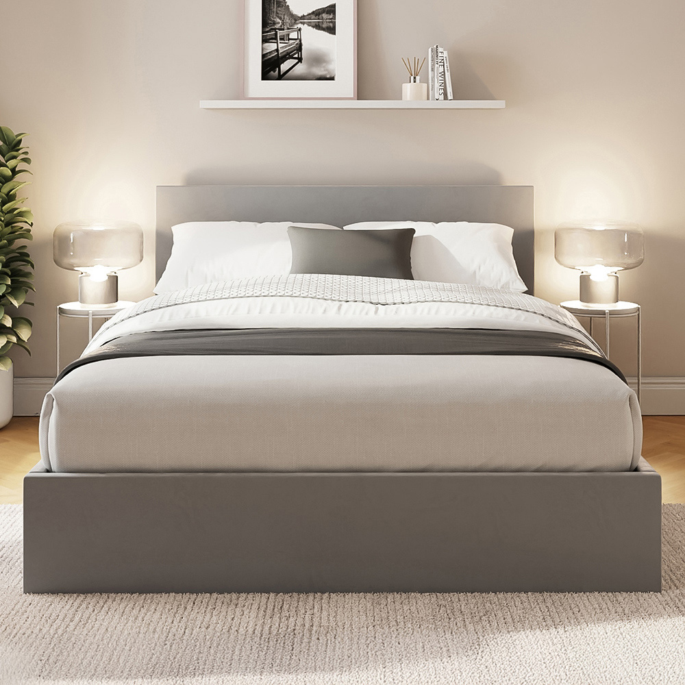 GFW King Size Charcoal Grey Velvet End Lift Ottoman Bed with Memory Pocket Spring Mattress