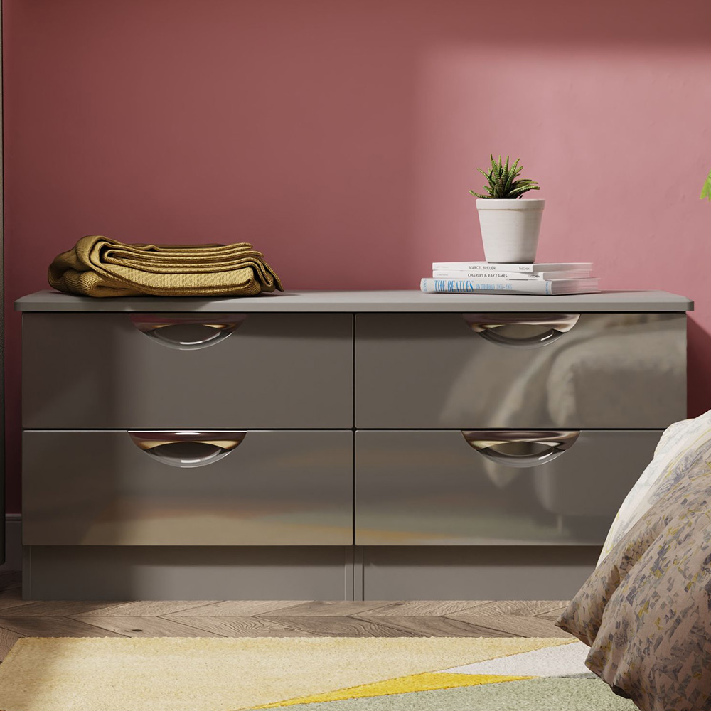 Crowndale - Bed Box - 4 Drawer - Grey Gloss & Dusk Grey