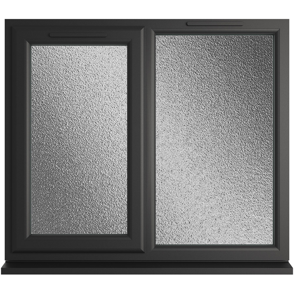 Crystal Side Hung Obscure Double Glazed Window - 1190 x 965mm - Black/White
