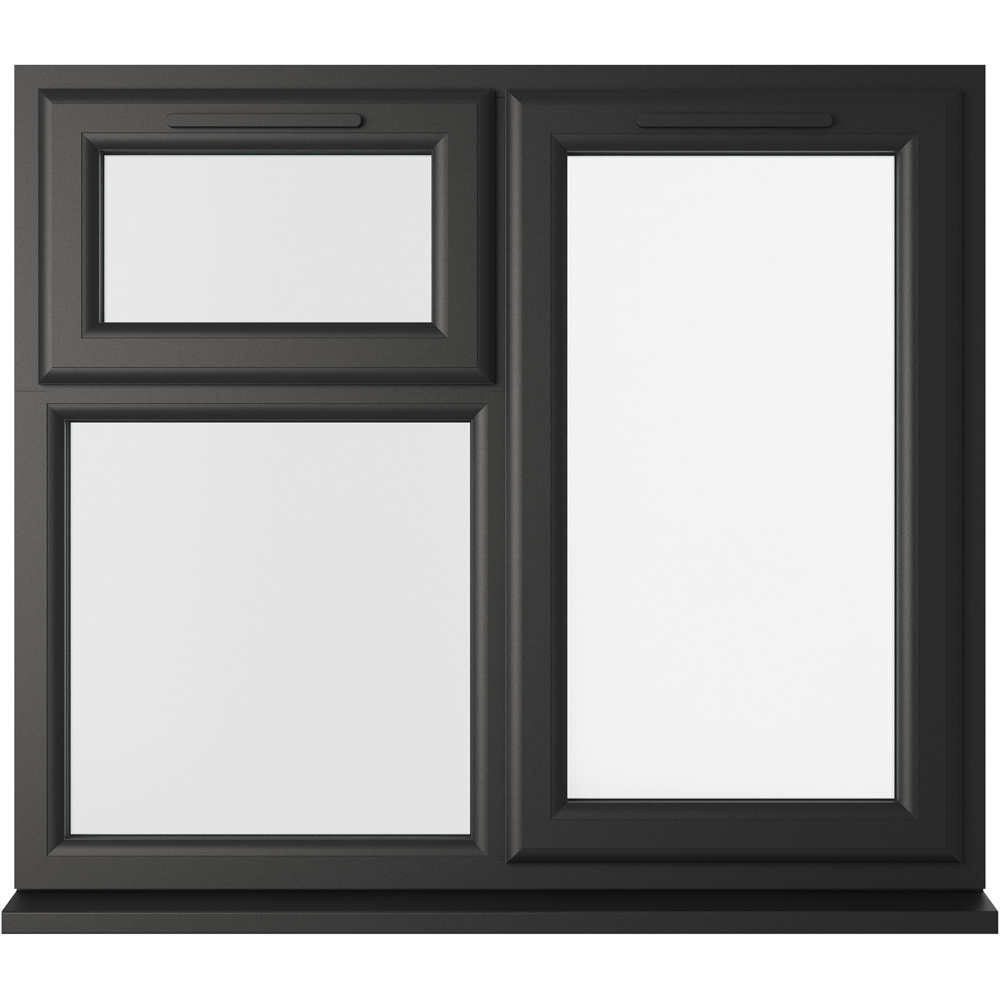 Crystal RH Side Hung and Top Opener Double Glazed Window - Black/White - 1190 x 1040mm