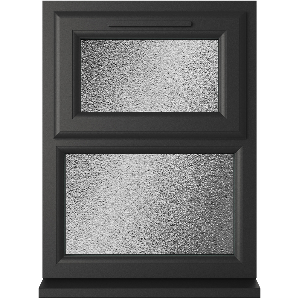Crystal Top Hung Obscure Double Glazed Window - 905 x 1040mm - Black/White
