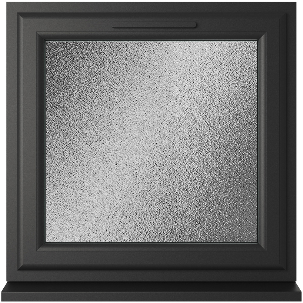 Crystal-Direct Obscure Double Glazed Window - Top Hung Opener - 820 x 820mm - Black/White