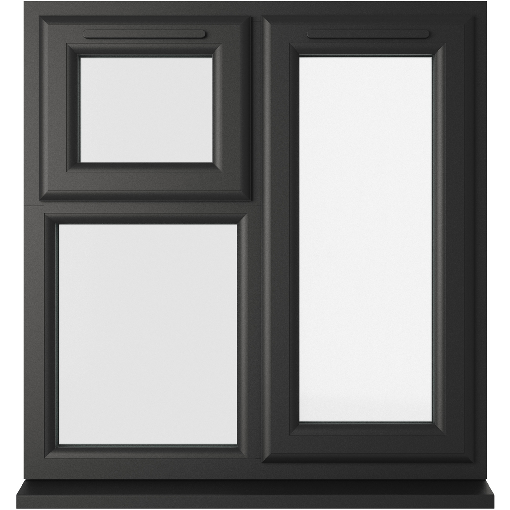 Crystal-Direct RH Side Hung and Top Opener Triple Glazed Window - 905 x 965mm - Black/White