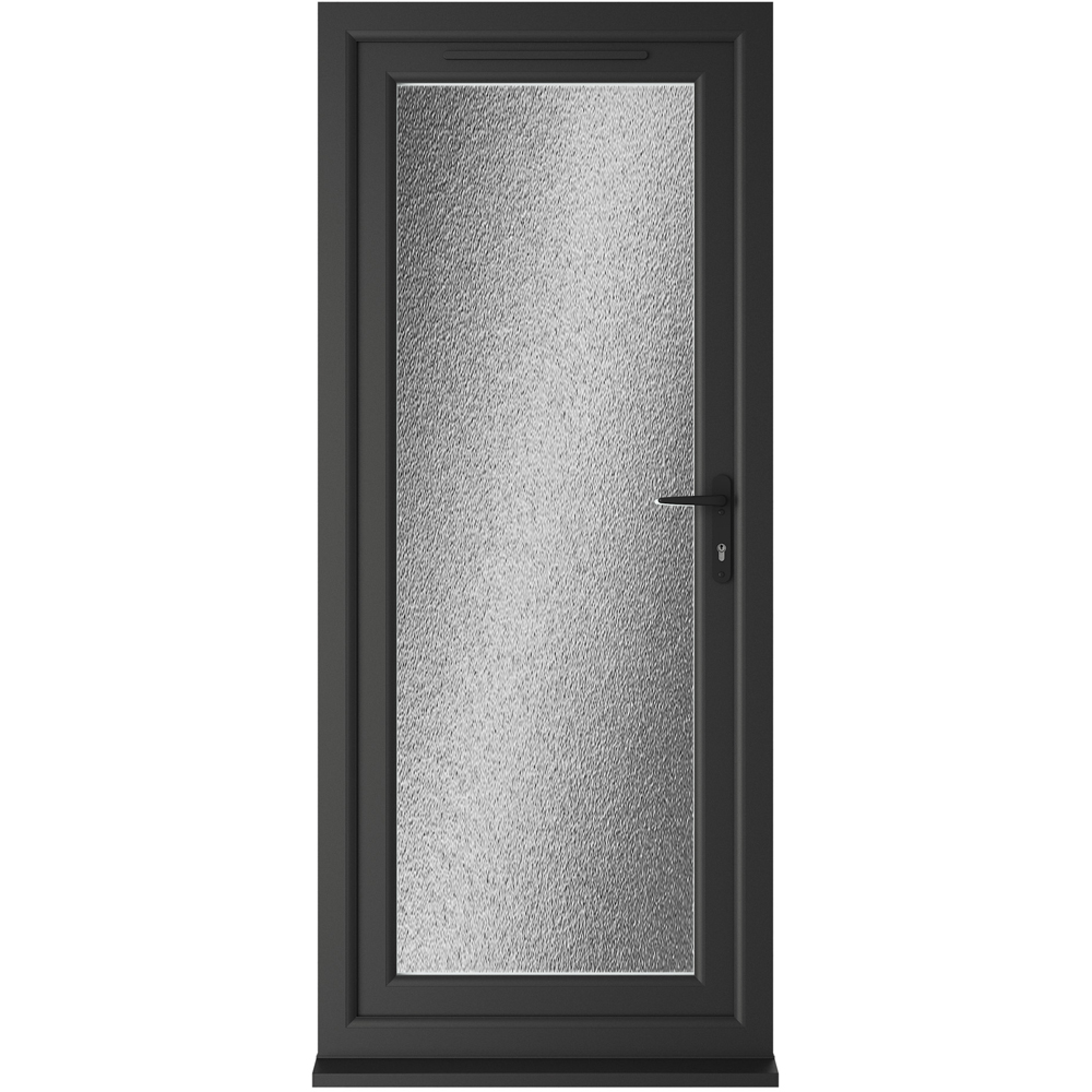 Crystal Black and White Full Glass LH Open Obscure Double Glazed Door 890 x 2090mm