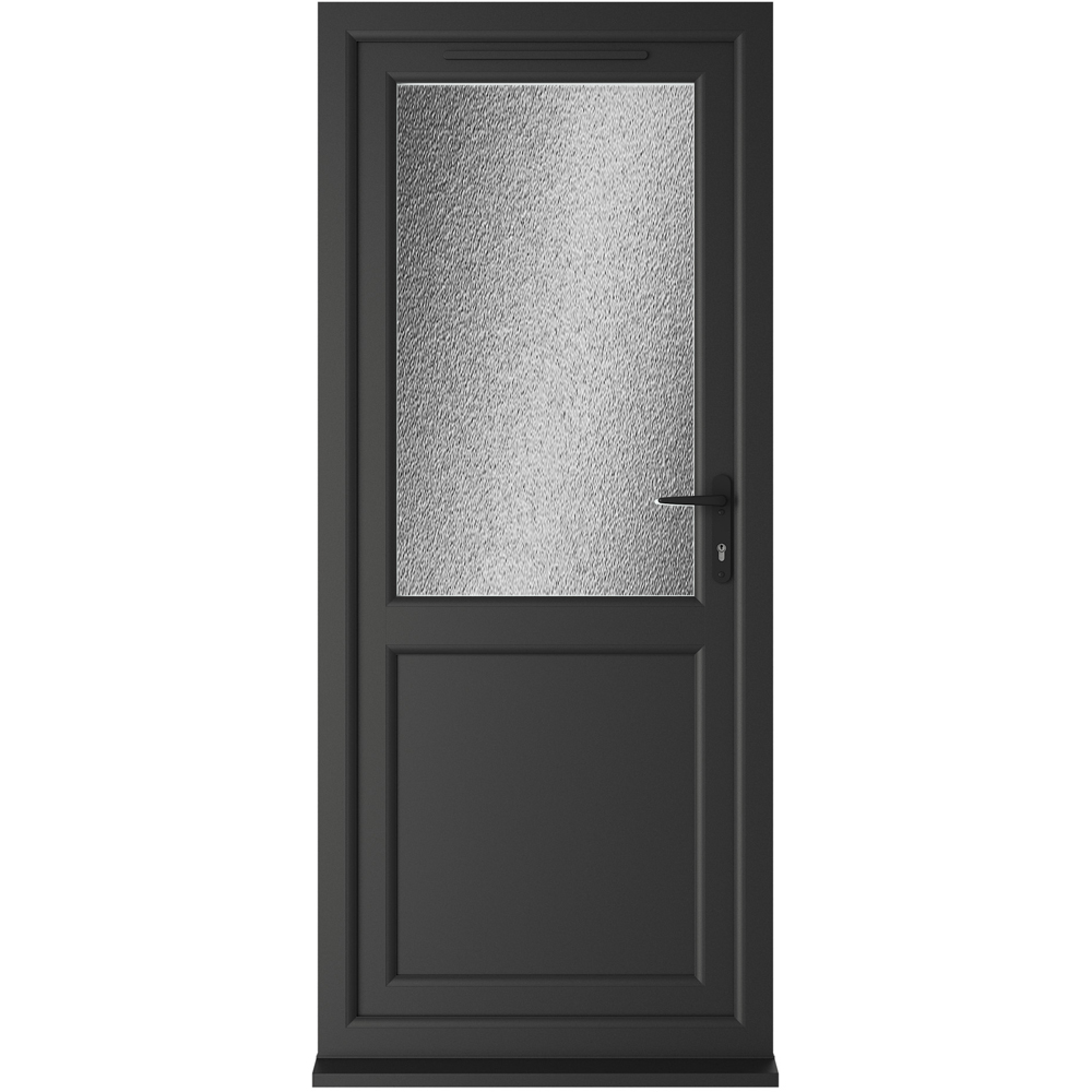 Crystal Black and White Half Glass LH Open Obscure Double Glazed Door 920 x 2090mm