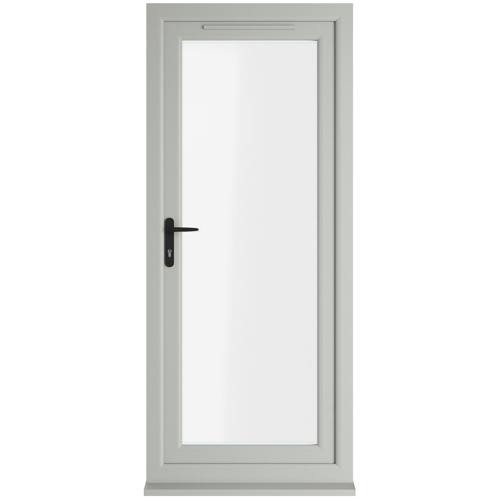 Crystal Agate and White Full Glass RH Open Clear Double Glazed Door 890 x 2090mm