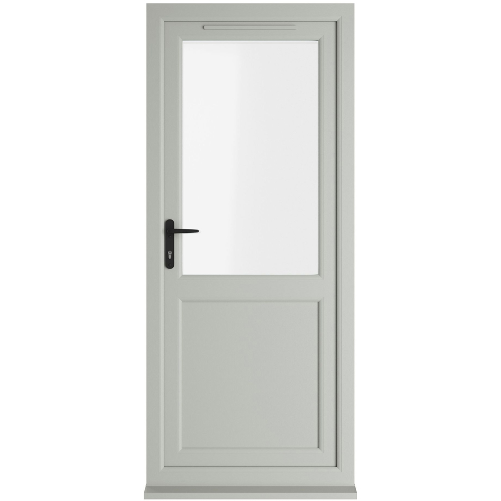 Crystal Agate and White Half Glass RH Open Clear Double Glazed Door 890 x 2090mm