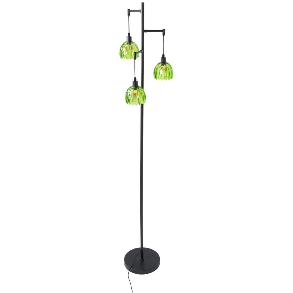 Living and Home Green Crystal Shade Black Metal E14 Floor Lamp
