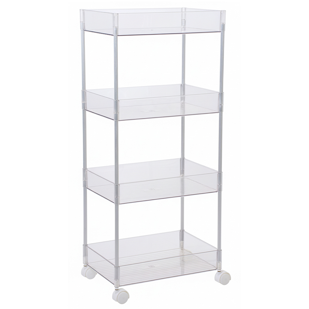 Living and Home 4 Shelf Clear Rolling Storage Cart