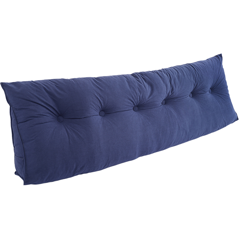 Living and Home Dark Blue Chenille Wedge Headboard Pillow with Side Pocket 180 x 50cm