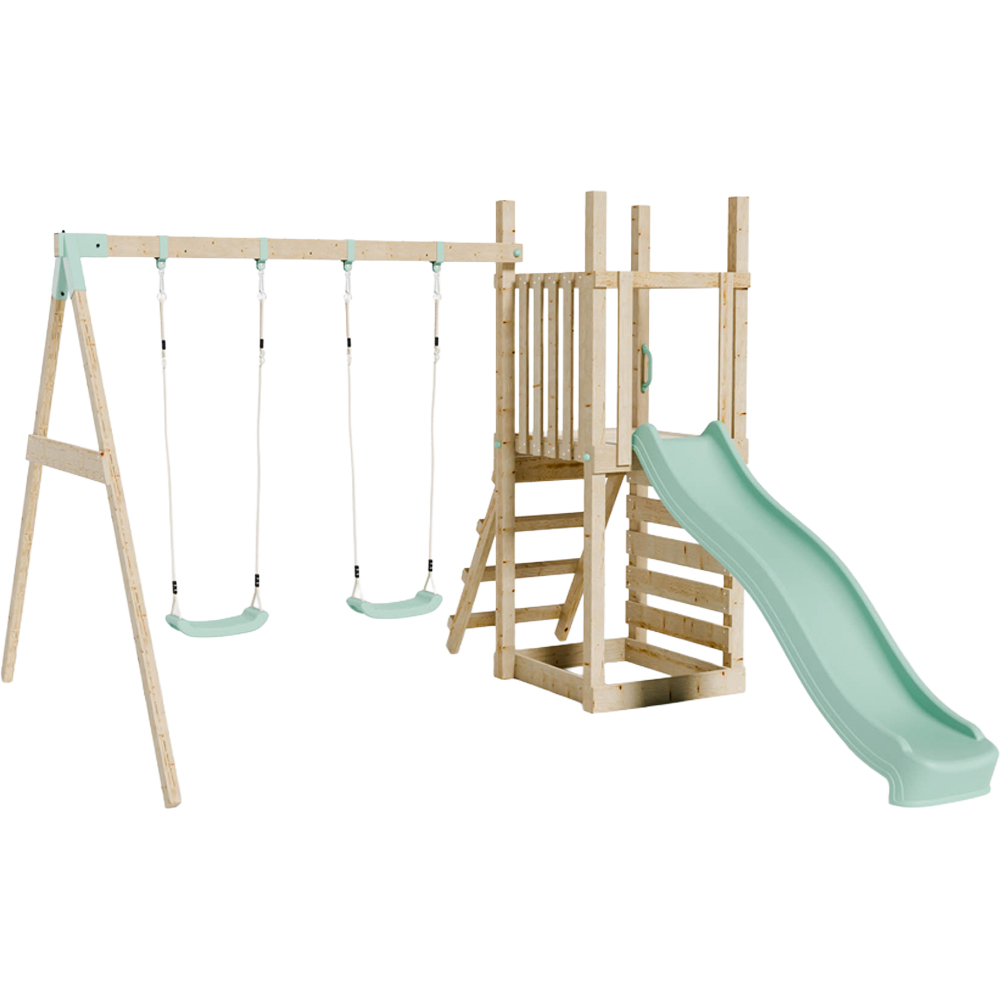 Mercia Mountain Climbing Frame Play Tower with Slide and Double Swing