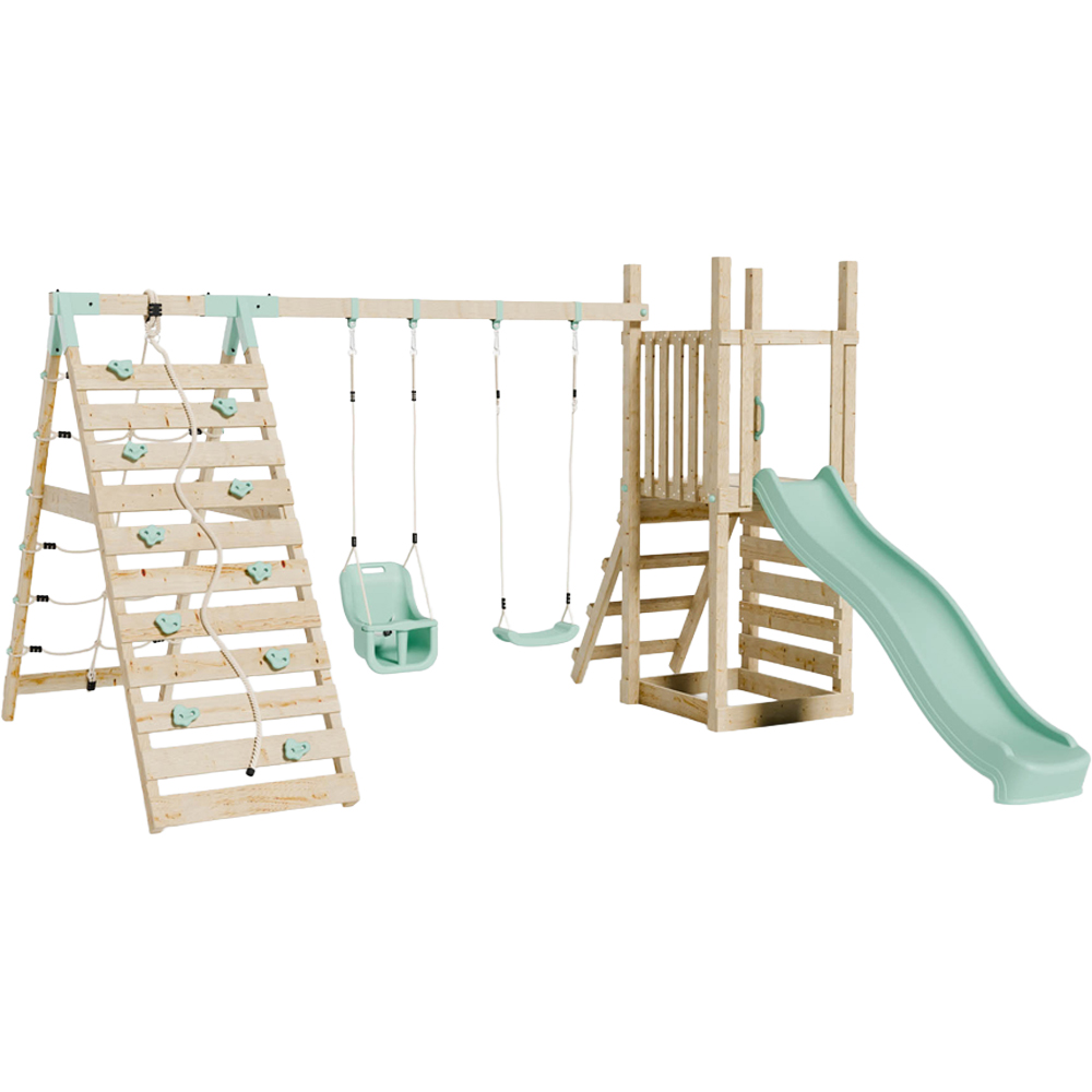 Mercia Mountain Climbing Frame Play Tower with Slide Swing Baby Seat Swing and Climbing Frame Wall
