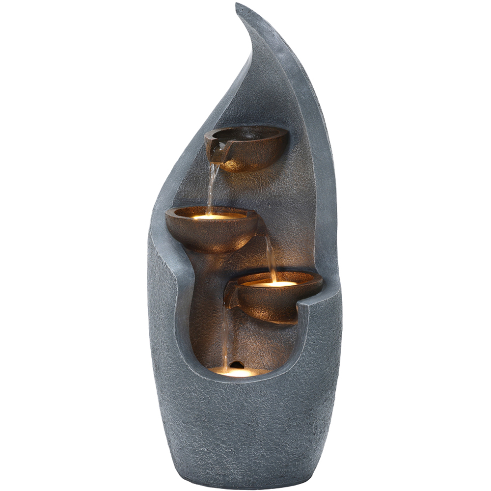 Charles Bentley Tiber 3 Tier Water Feature - Grey - Bronze - LED Lights