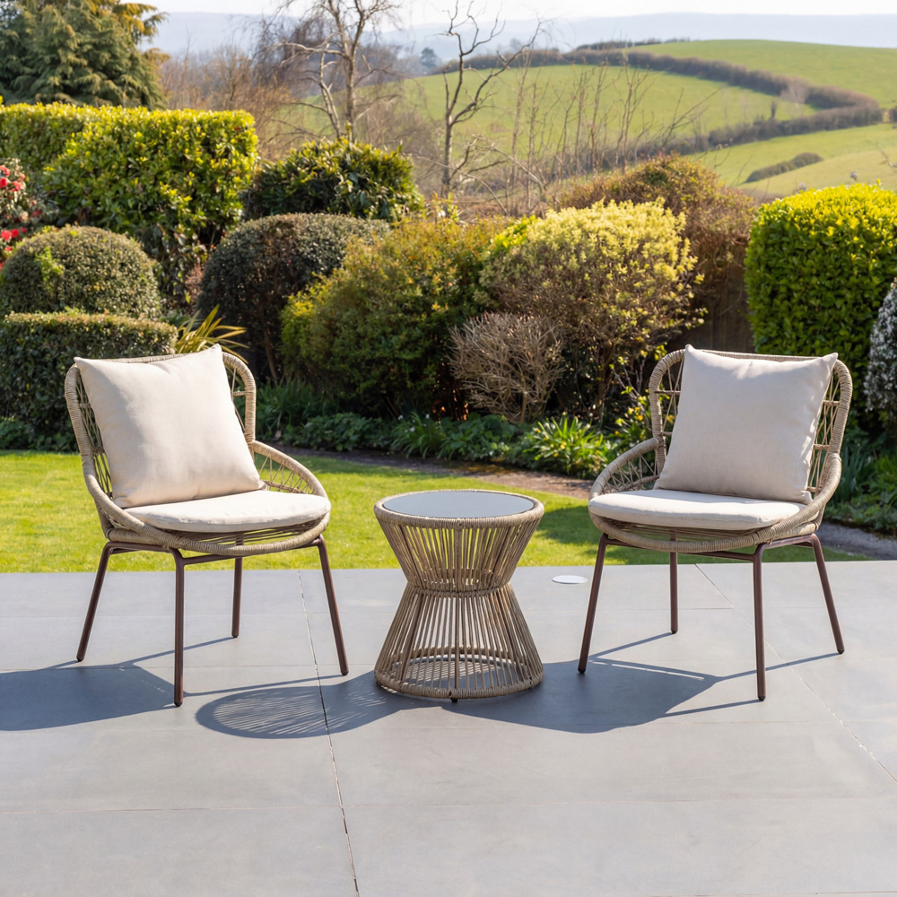 Artemis Home Sagone 2 Seater Brown and Cream PE Rattan Bistro Set
