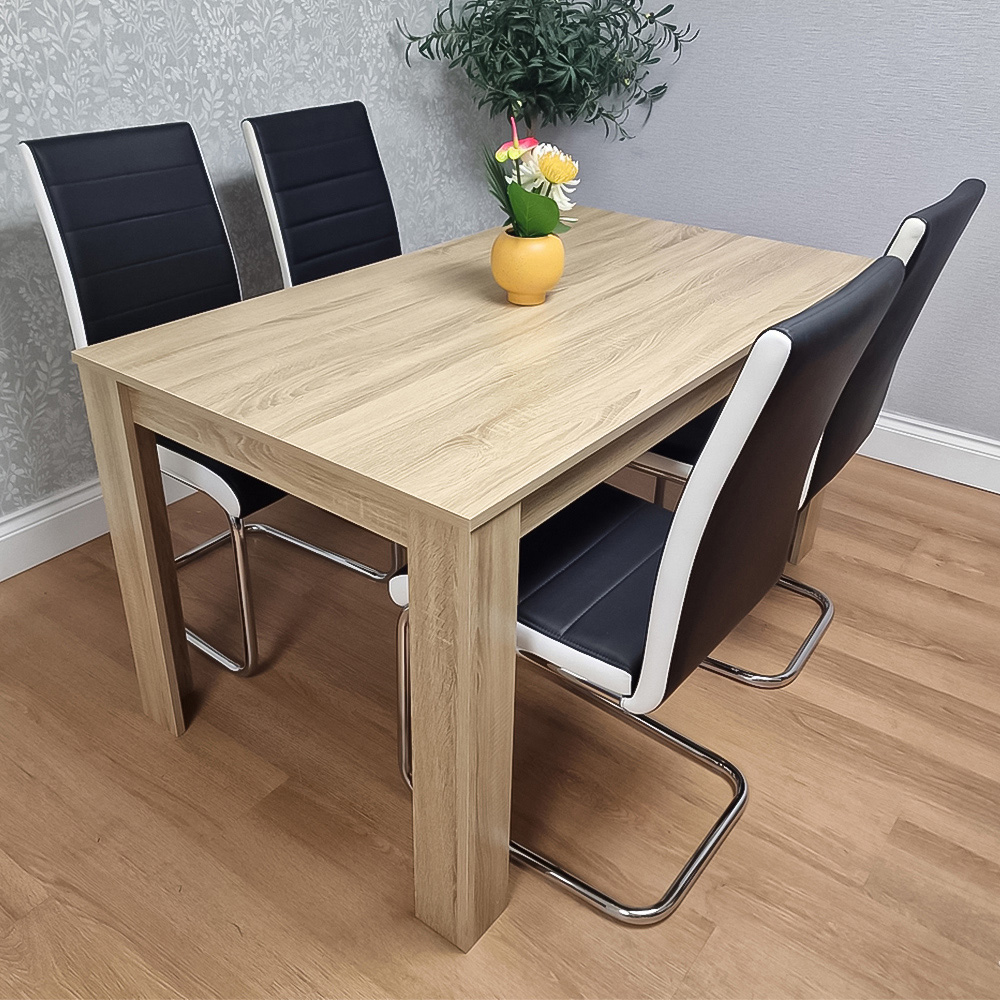 Portland Kosy Koala 4 Seater Dining Set Oak Effect and Black