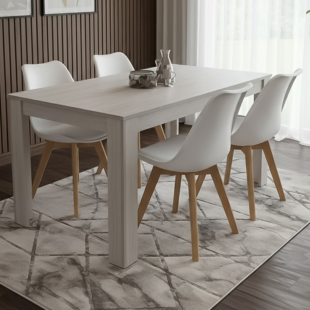 Portland Kosy Koala 4 Seater Modern Dining Set Grey and White
