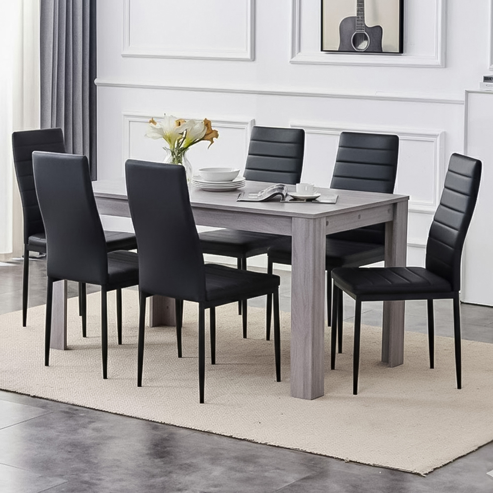 Portland Kosy Koala 6 Seater Dining Set Grey and Black