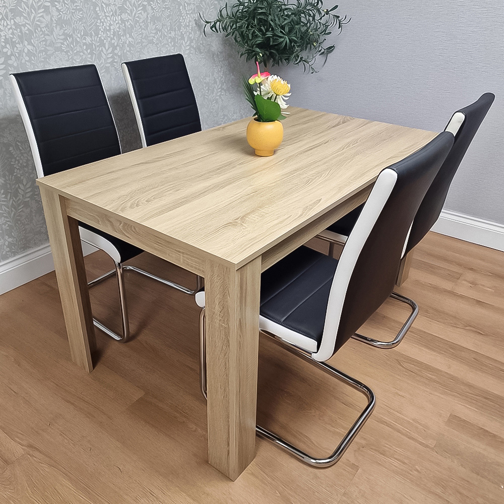 Portland Kosy Koala 4 Seater Dining Set Oak Effect and Black