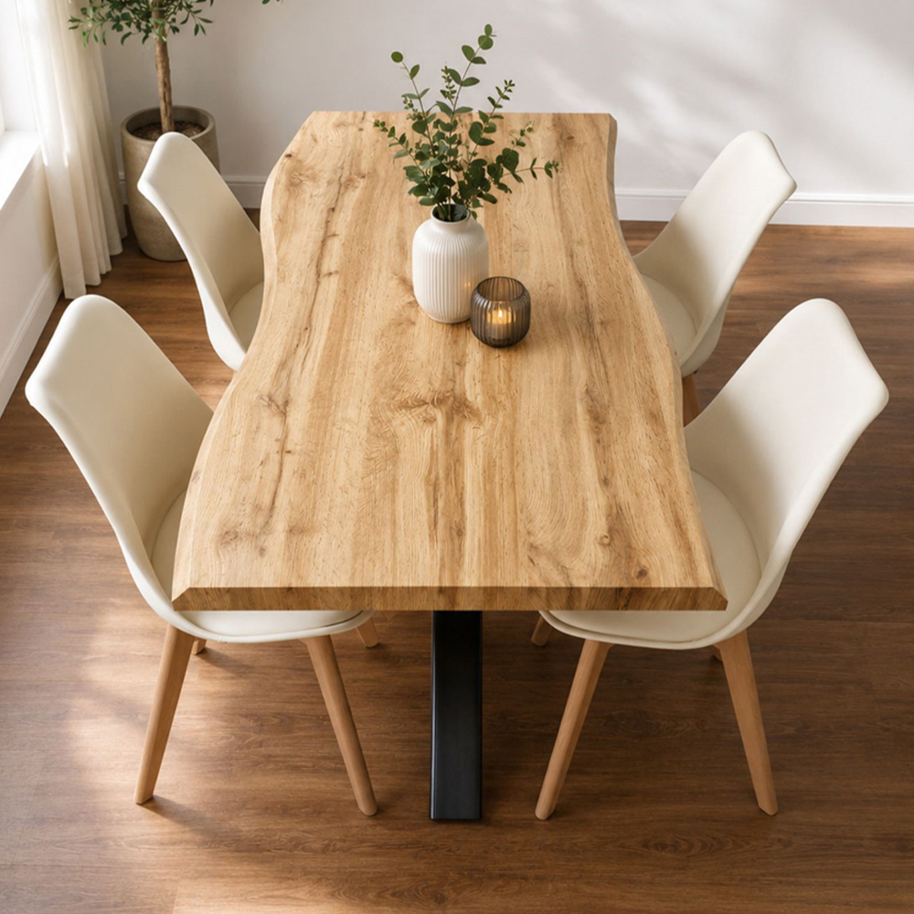 Portland Kosy Koala 4 Seater Modern Dining Set Wood Effect and Cream