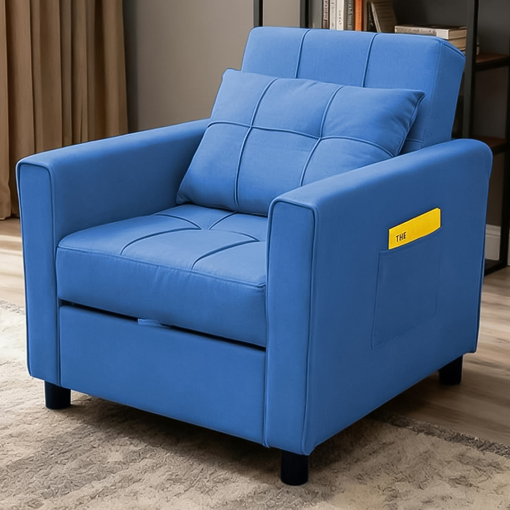 Alivio Singel Seater 3-in-1 Blue Convertible Sofa Bed Chair