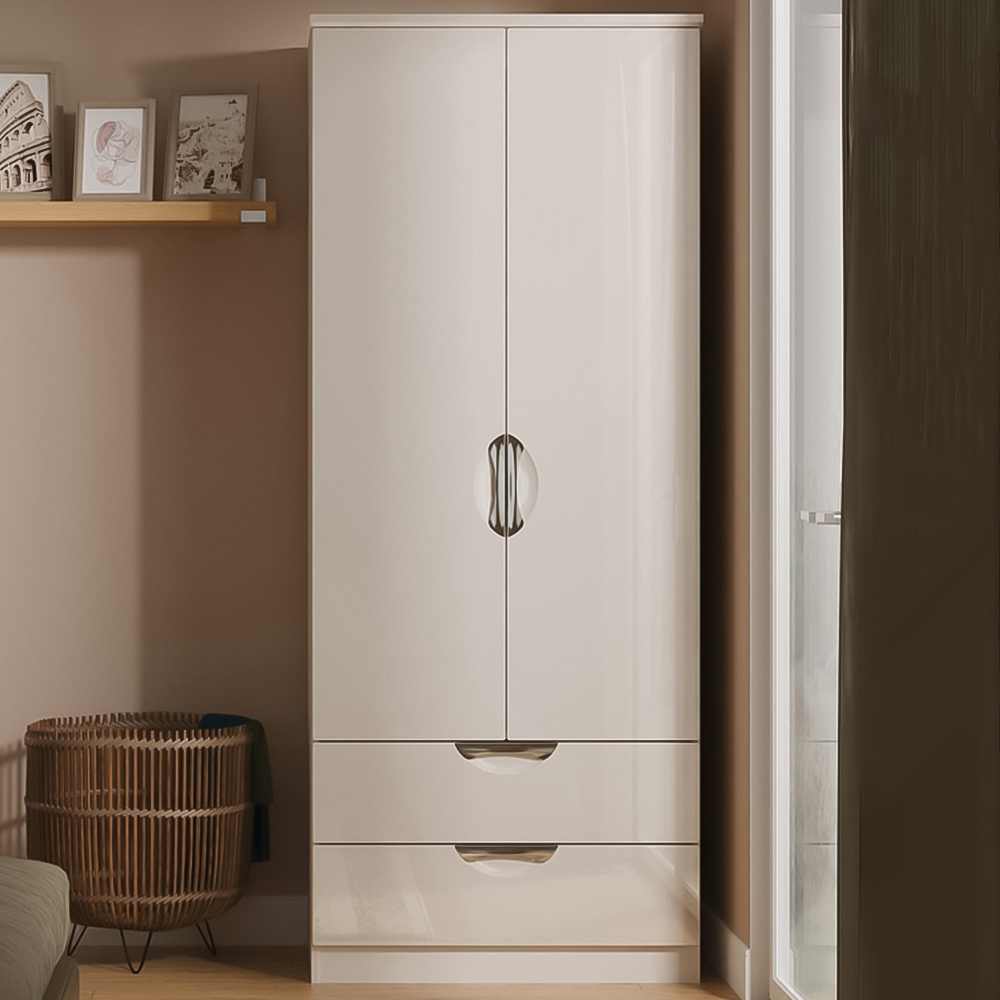 Crowndale Camden 2 Door 2 Drawer Wardrobe Kashmir Gloss Size 2