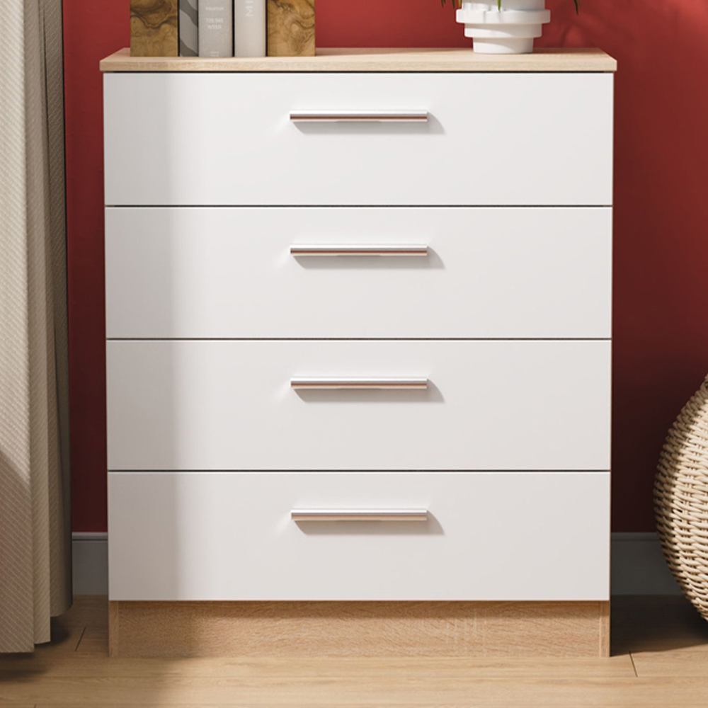 Crowndale - Chest of Drawers - Oak - White Matt & Bardolino Oak - 4 Drawer