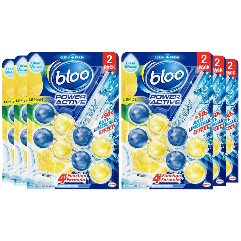 Bloo Power Active Plus Lemon Anti Limescale Effect Toilet Rim Block 2 x 50g 6 Pack