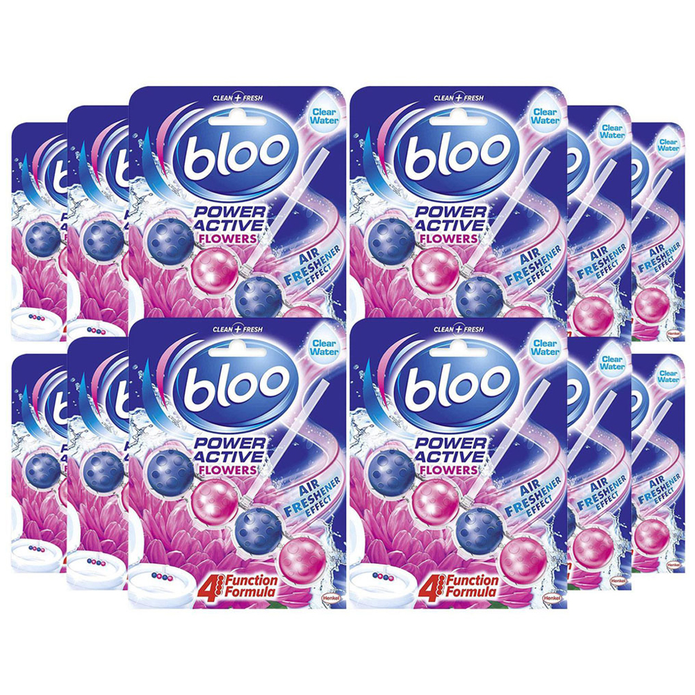 Bloo Power Active Fresh Flowers Anti Limescale Effect Toilet Rim Block 50g 12 Pack