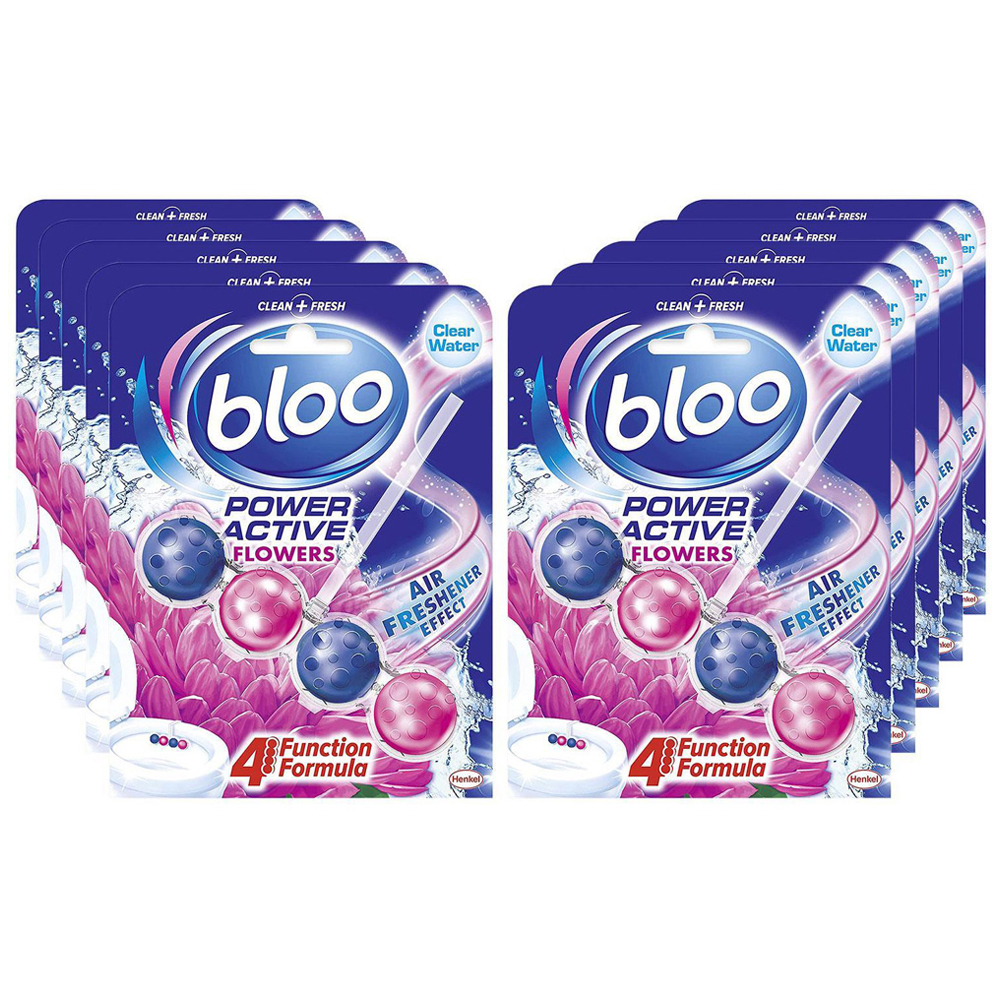 Bloo Power Active Fresh Flowers Anti Limescale Effect Toilet Rim Block 50g 10 Pack