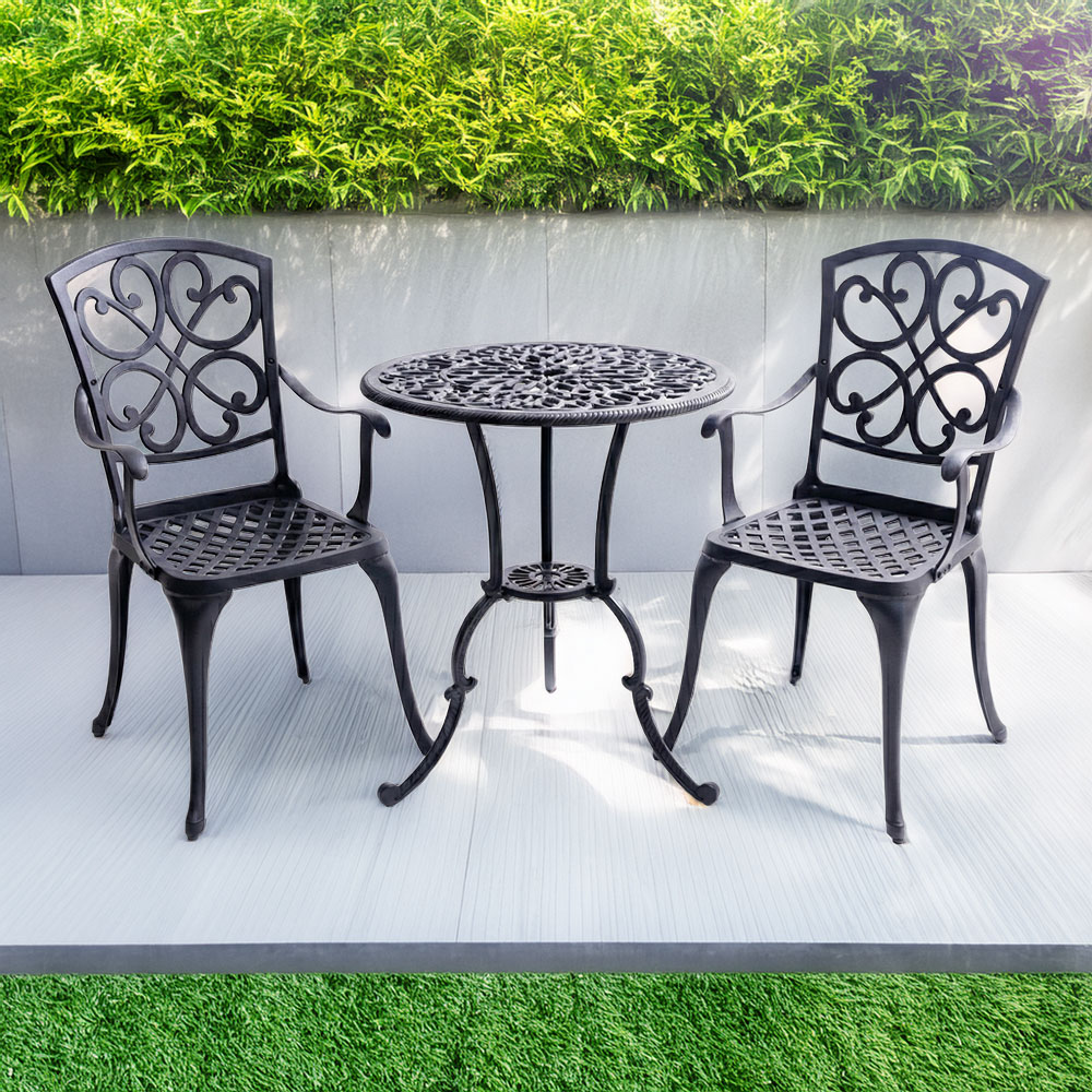 Centurion Vivaldi 2 Seater Black Aluminium Garden Bistro Set